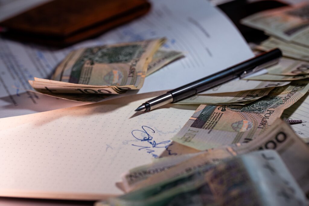 Money sitting on a table 