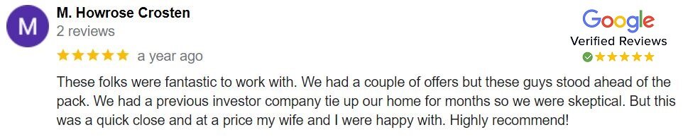 google review for sell my house Greenville north carolina home buyers