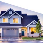 A house with two garages and a driveway featuring the latest advancements in roof technology.