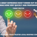 A person offering a thumbs up to a roofer as a client testimonial.