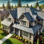 A modern suburban home in Cincinnati with a newly installed composite shingle roof, showcasing architectural and luxury shingles with a textured, high-quality finish.