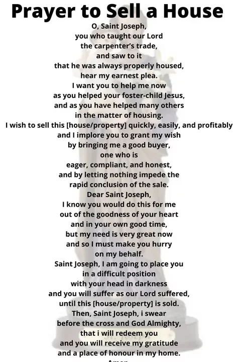 printable prayer to st joseph to sell house 