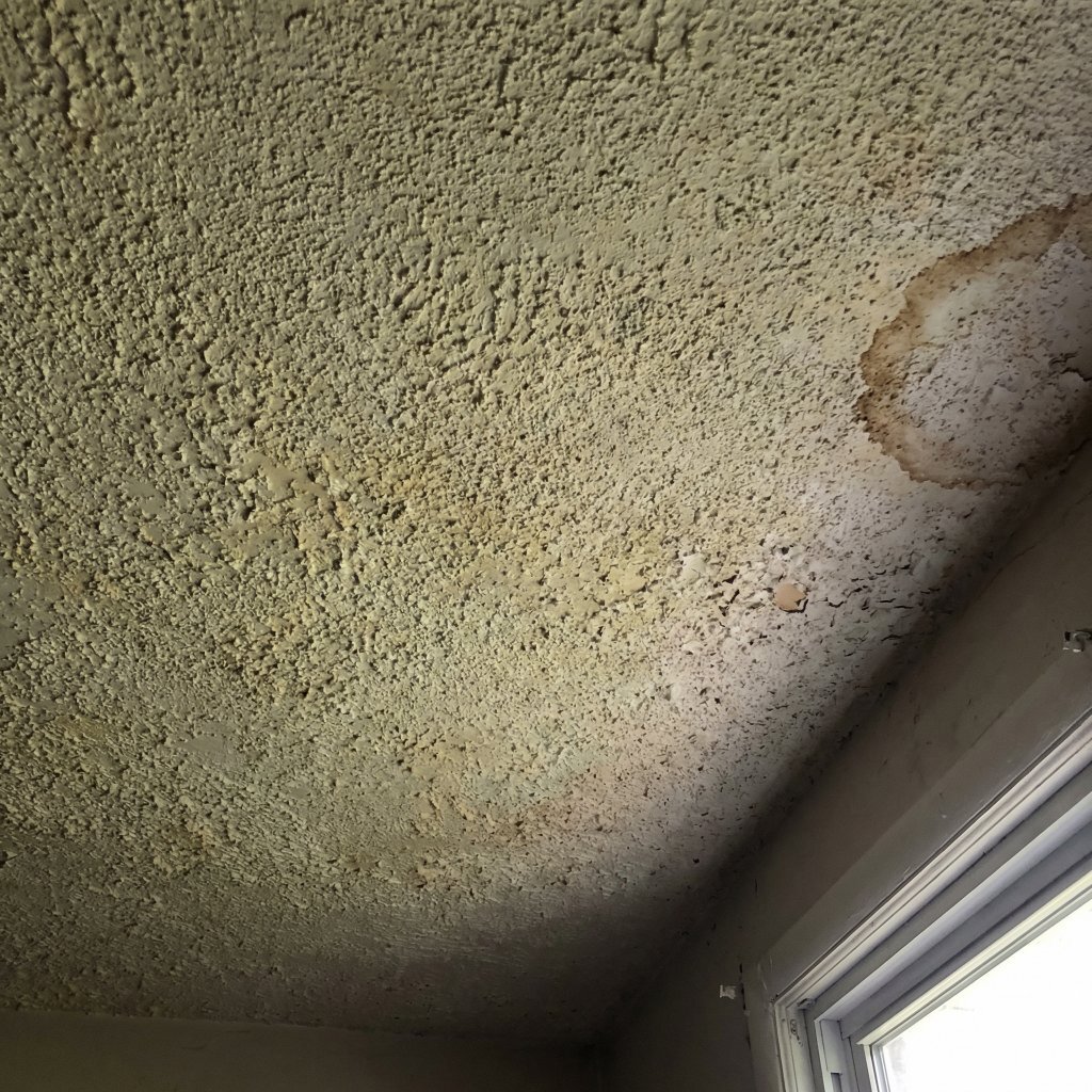 Asbestos ceiling tiles popcorn textured ceiling Buffalo NY home identification