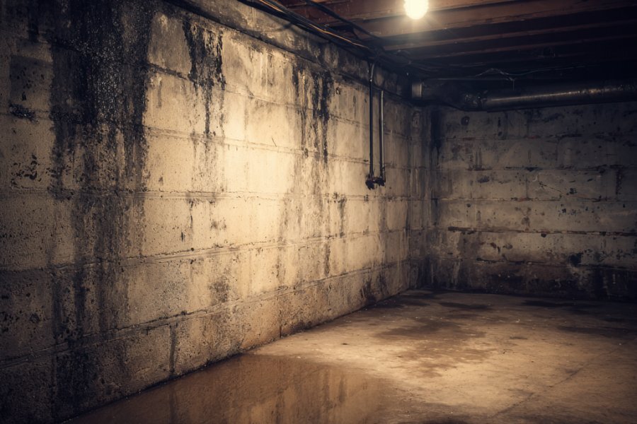 Wet basement with water damage in Western New York home