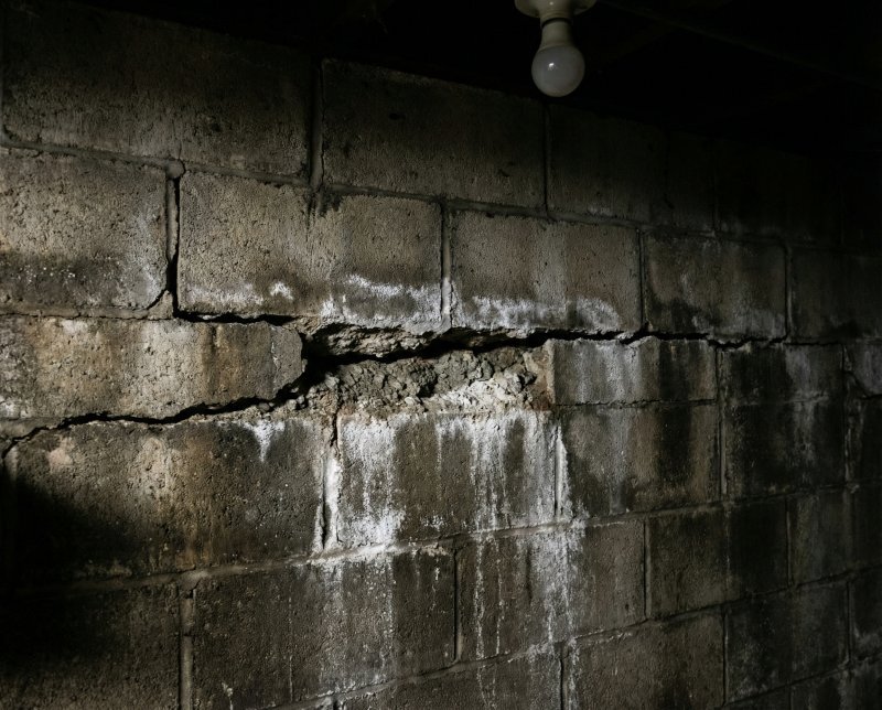 Cracked foundation wall on a Buffalo NY home showing structural damage from freeze-thaw cycles