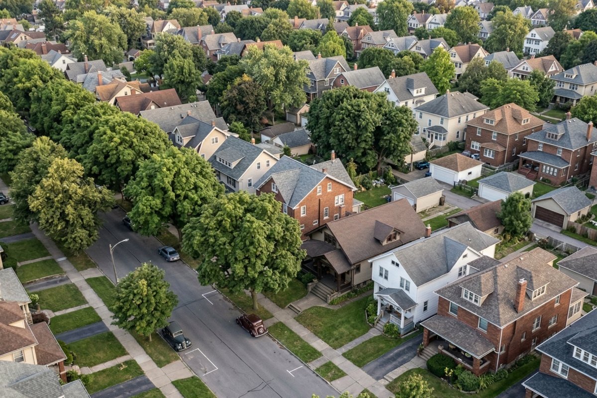 Buffalo NY neighborhood aerial inherited property estate