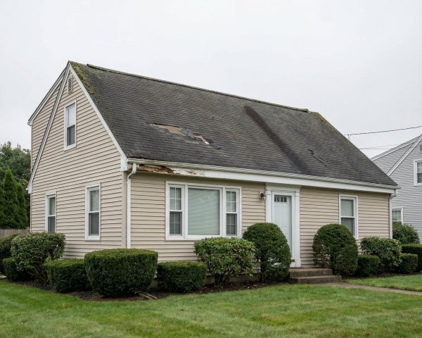 Deteriorating roof and wood rot on an aging Buffalo NY property needing major repairs