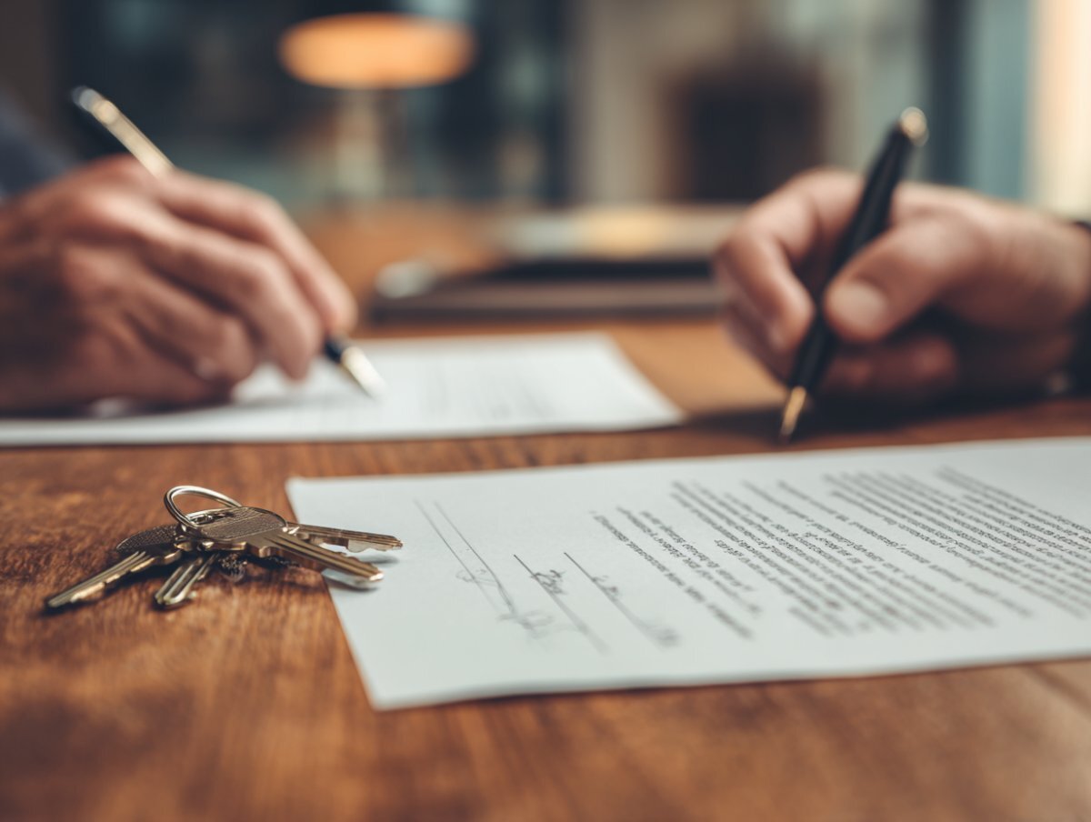 Cash closing documents at Erie County title company — water damaged Buffalo NY home sold as-is