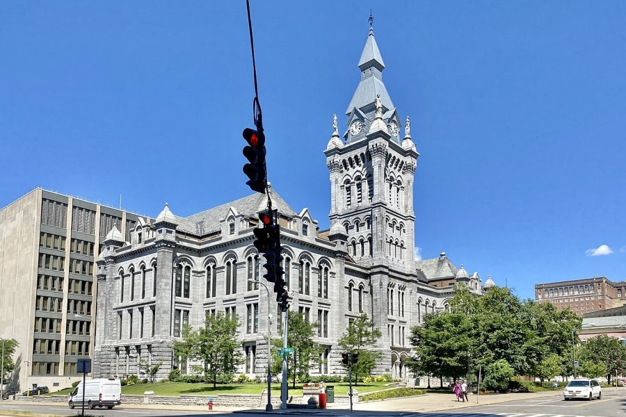 Erie County government offices on Franklin Street in downtown Buffalo NY — where property tax liens and in rem foreclosure proceedings are managed