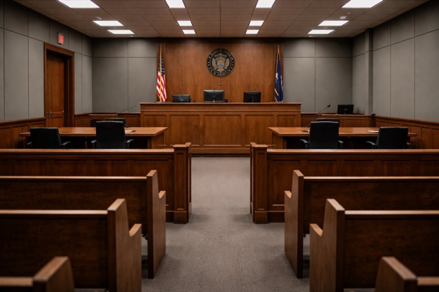 Erie County Housing Court courtroom in Buffalo NY — where landlord eviction proceedings take 3 to 9 months to resolve before a tenant can be removed