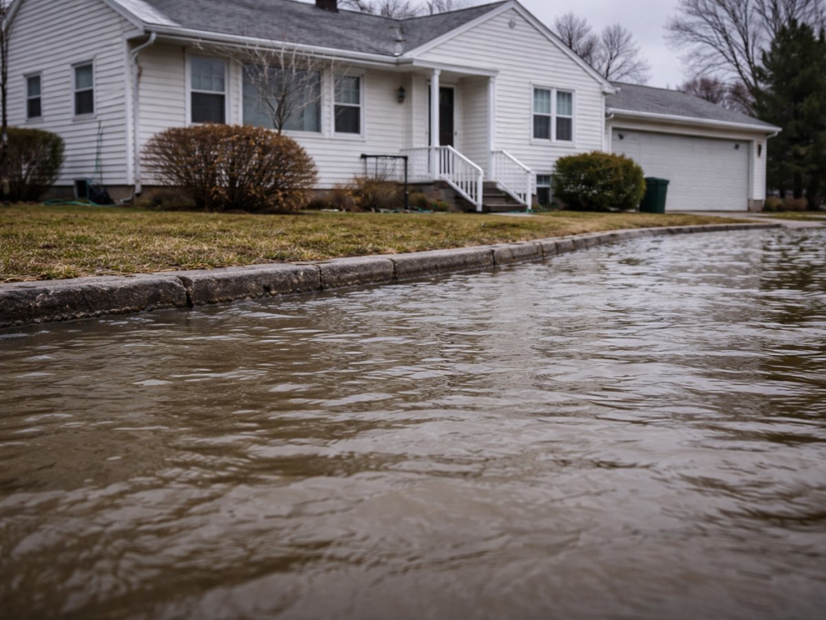 Flooding near residential homes along Ellicott Creek in Tonawanda or Cheektowaga NY — FEMA Zone AE flood zone