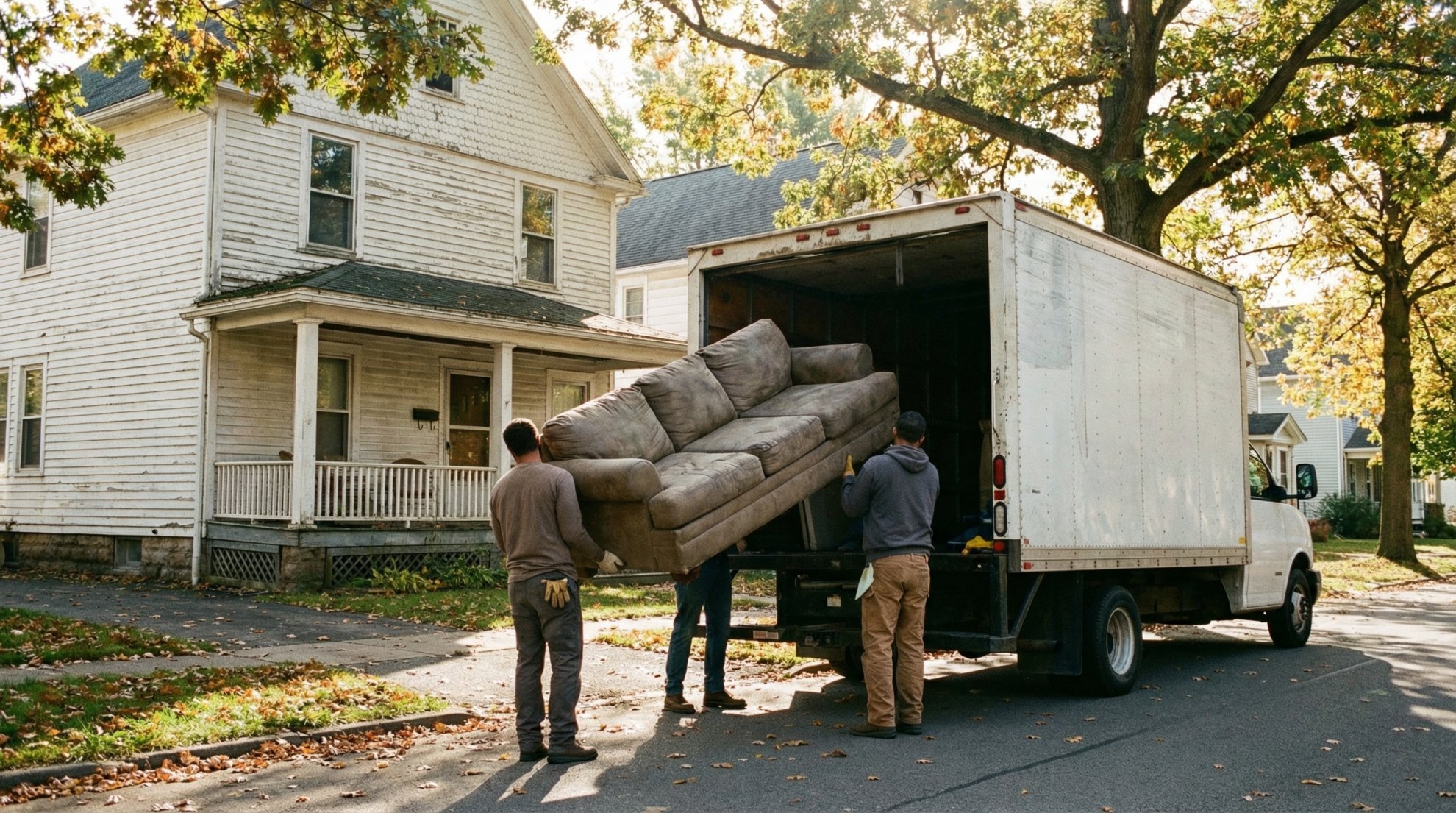 Furniture removal service Buffalo NY junk removal truck crew hauling away