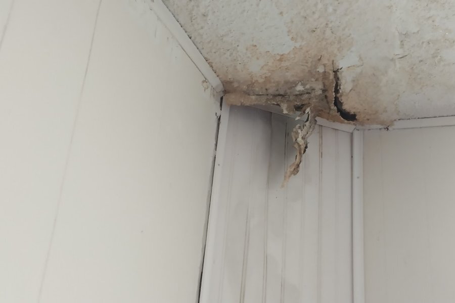 Roof leak causing water damage and ceiling stains in a Buffalo NY home