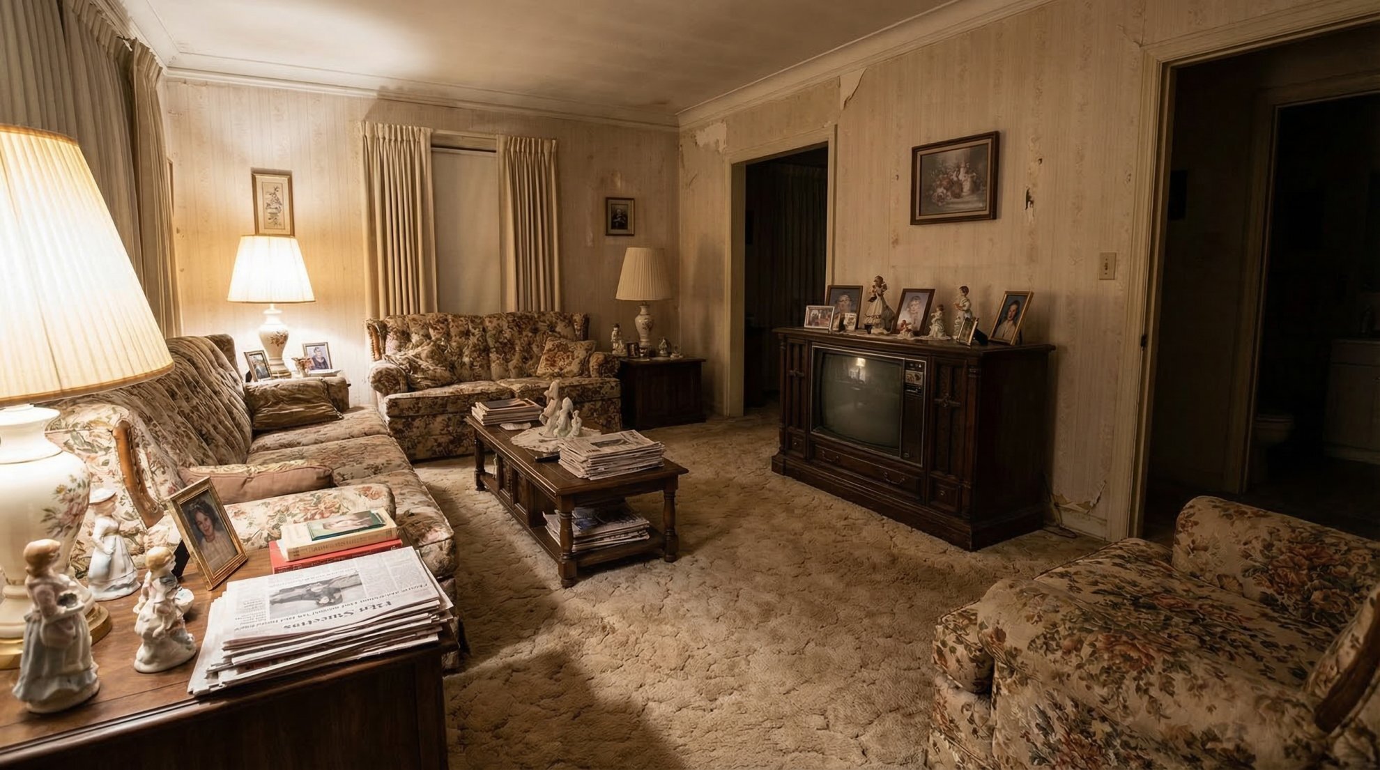 Dated lived-in interior of Buffalo NY home — sell as-is no cleanout required