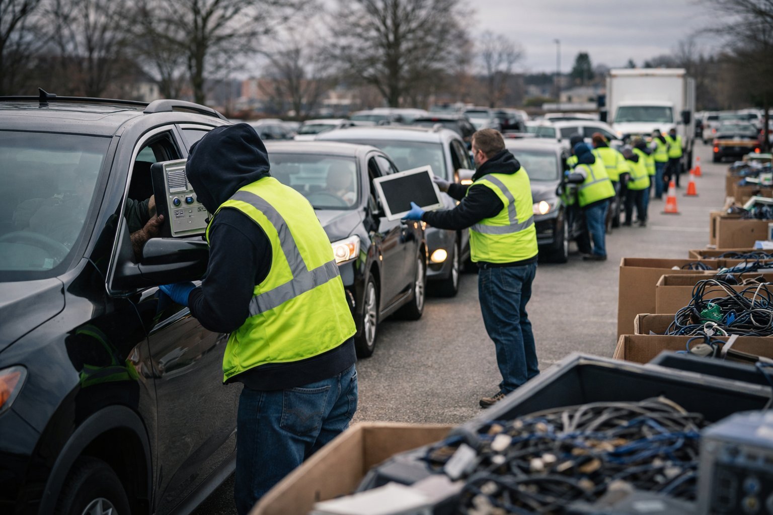 Drive-through electronics recycling collection event in the Buffalo NY area — free e-waste drop-off for Erie County residents