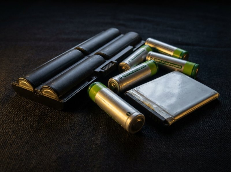 Rechargeable batteries including lithium-ion laptop pack, NiMH AA batteries and phone battery for disposal in Buffalo NY — illegal to put in New York State trash