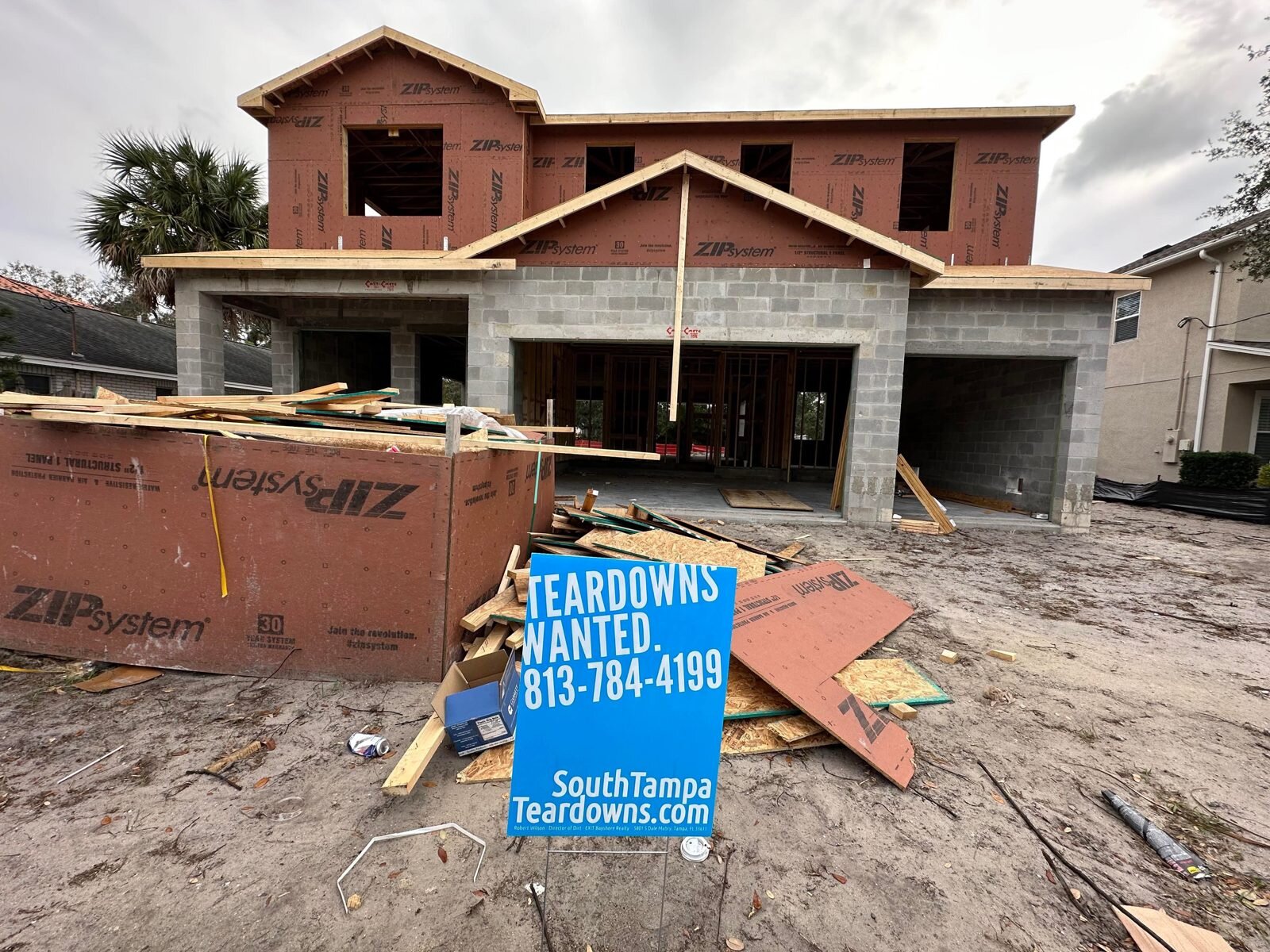 New construction on a South Tampa lot after a teardown