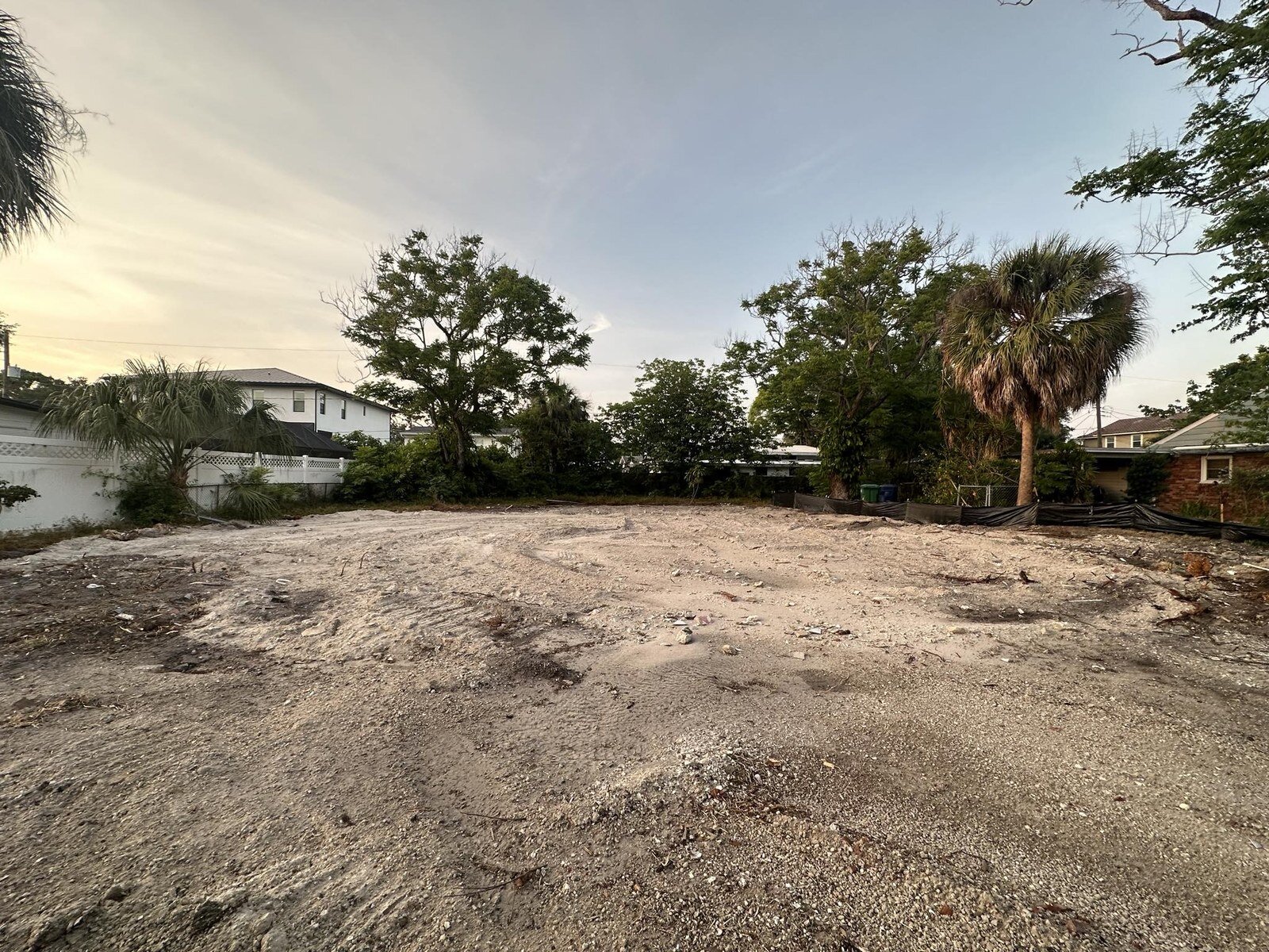Cleared South Tampa lot at dusk