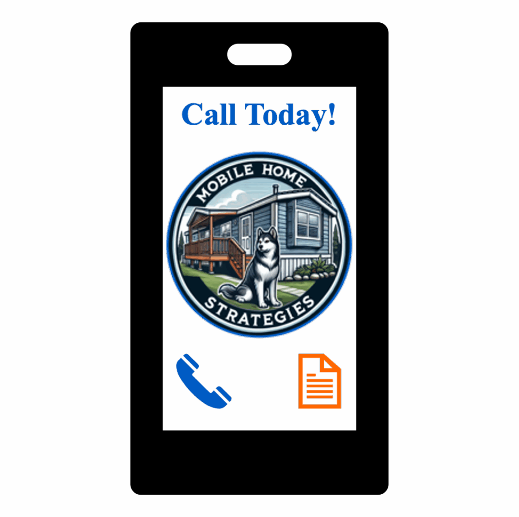 Image of cellphone showing Mobile Home Strategies Logo