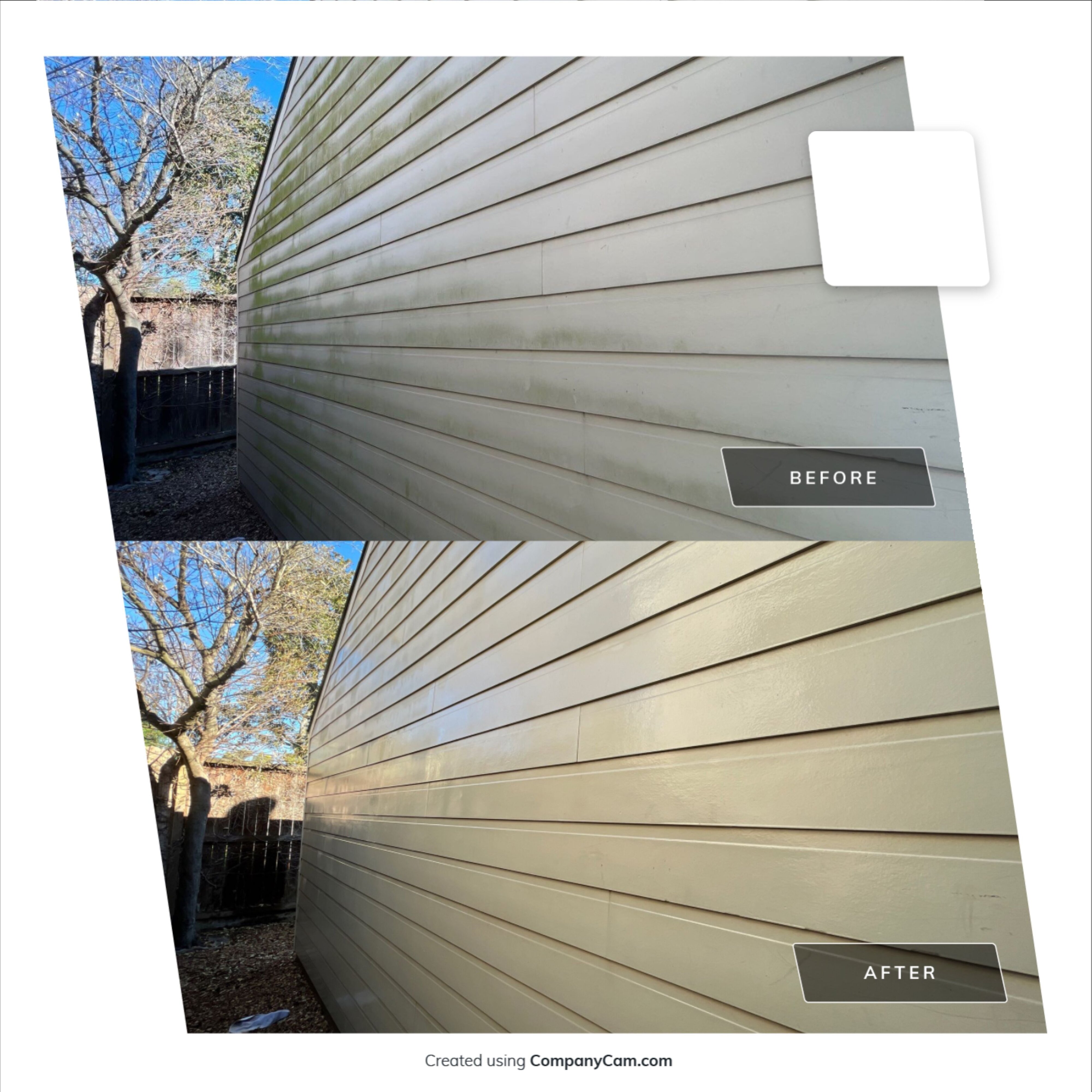 Home exterior before and after a soft wash in The Woodlands, TX