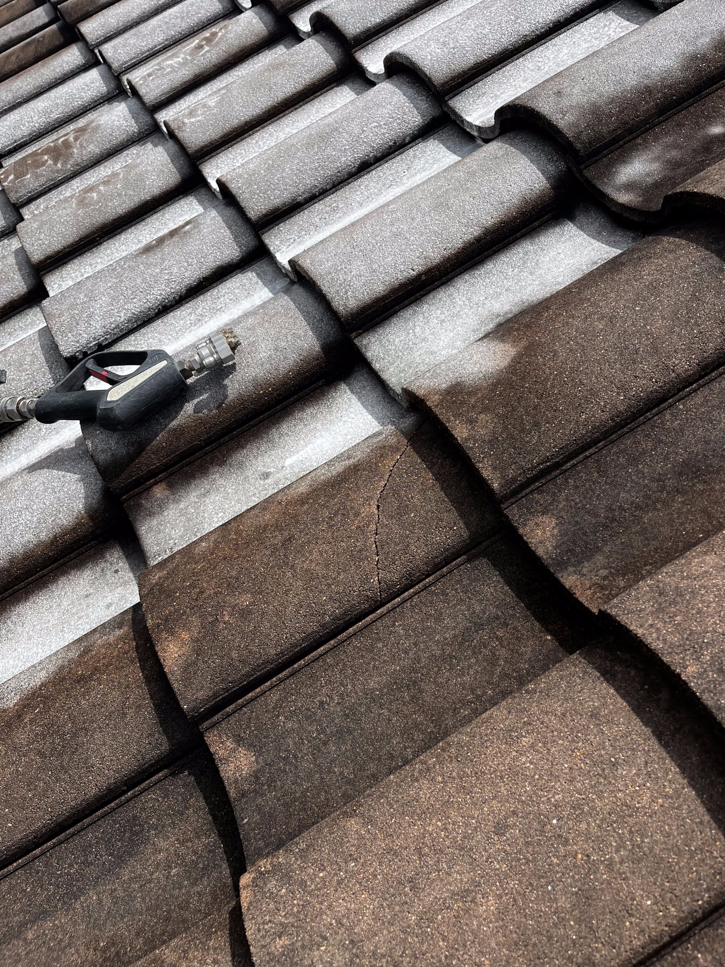 Clay tile roof soft washing in The Woodlands, TX