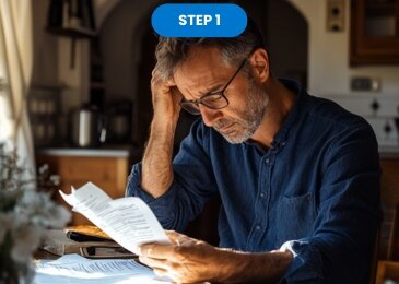 Worried homeowner researching how to get stop foreclosure