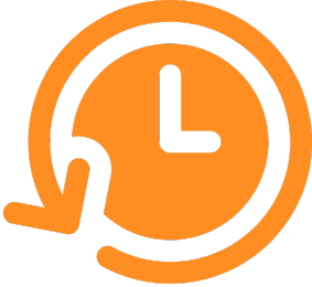 "Icon of a clock with a pause button, representing auction delay services for homeowners."