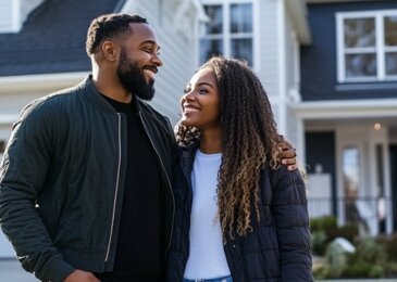 Happy couple celebrating after successfully stopping foreclosure and keep out home with their help