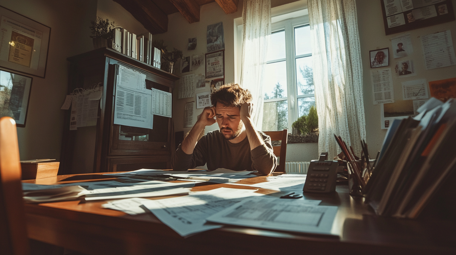 stressed homeowner behind on mortgage