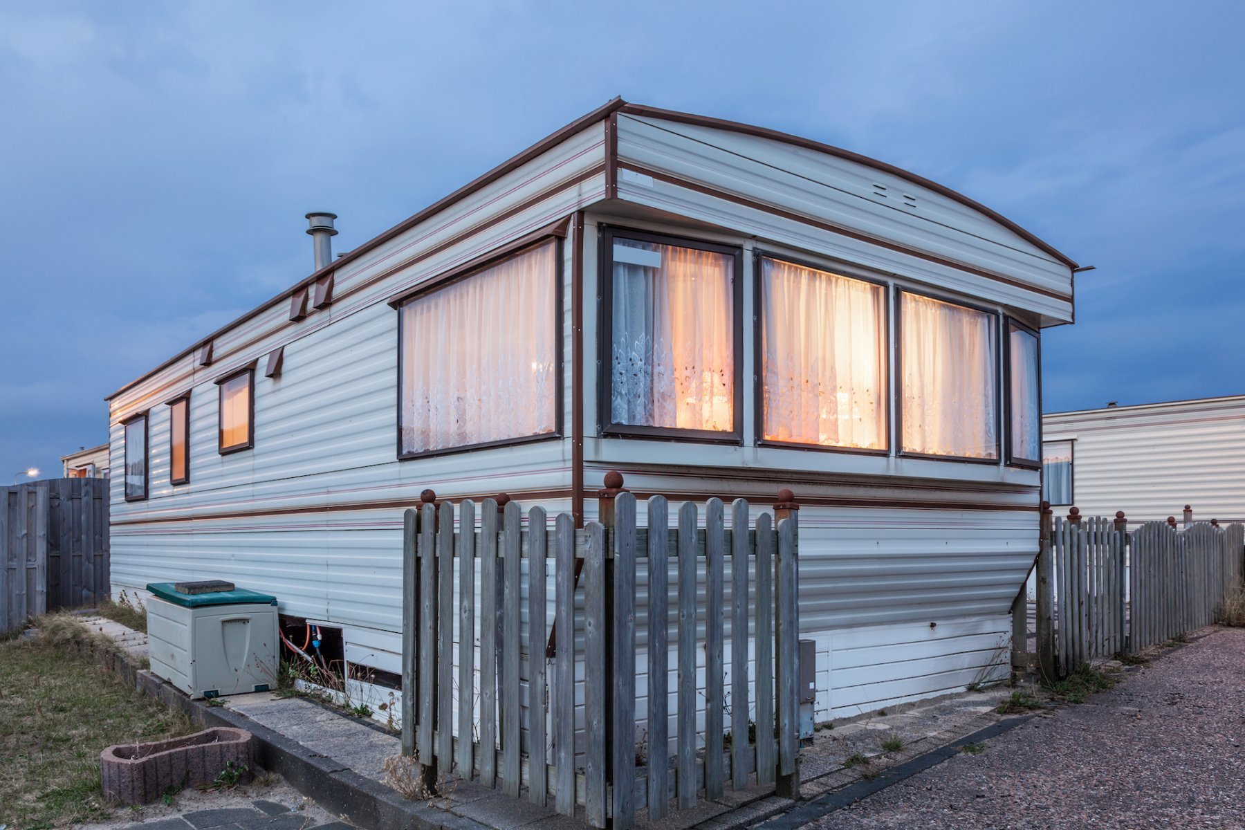 A row of mobile homes