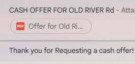 Cash offer, emailed over to the seller. 