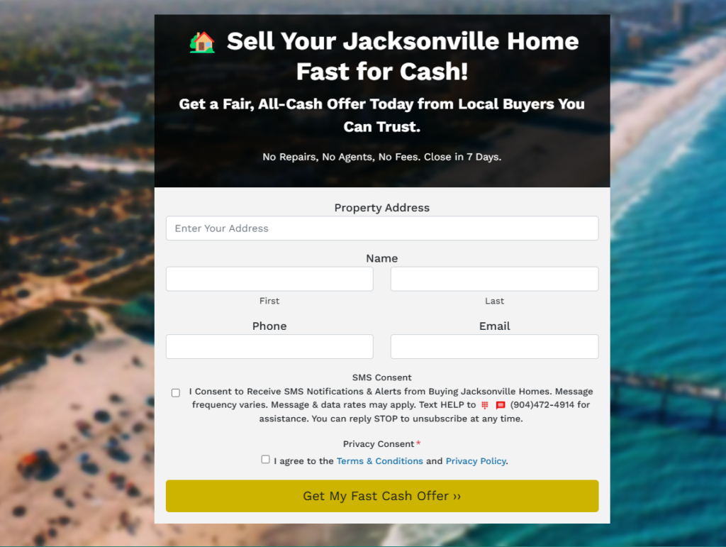 Cash offer submission form