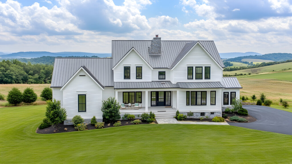 Country estate with rolling pastures and private recording studio, modern luxury farmhouse