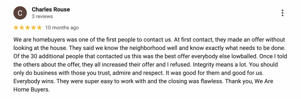Testimonial from satisfied client in Jacksonville, FL.
