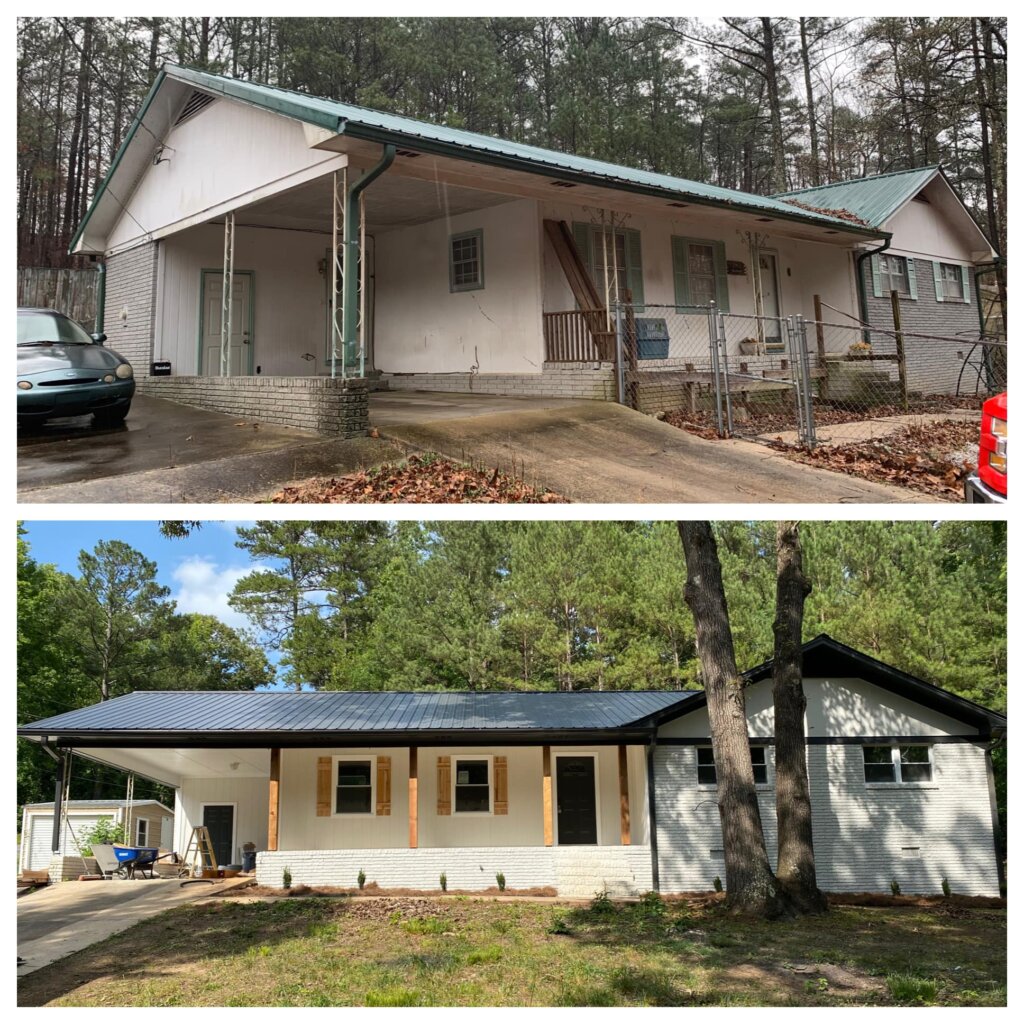 Before and after photo of a home in Rome, Georgia.