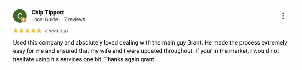 Testimonial from satisfied client in Sarasota, FL. 