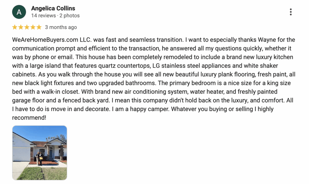 Testimonial from satisfied client in Jacksonville, FL. 