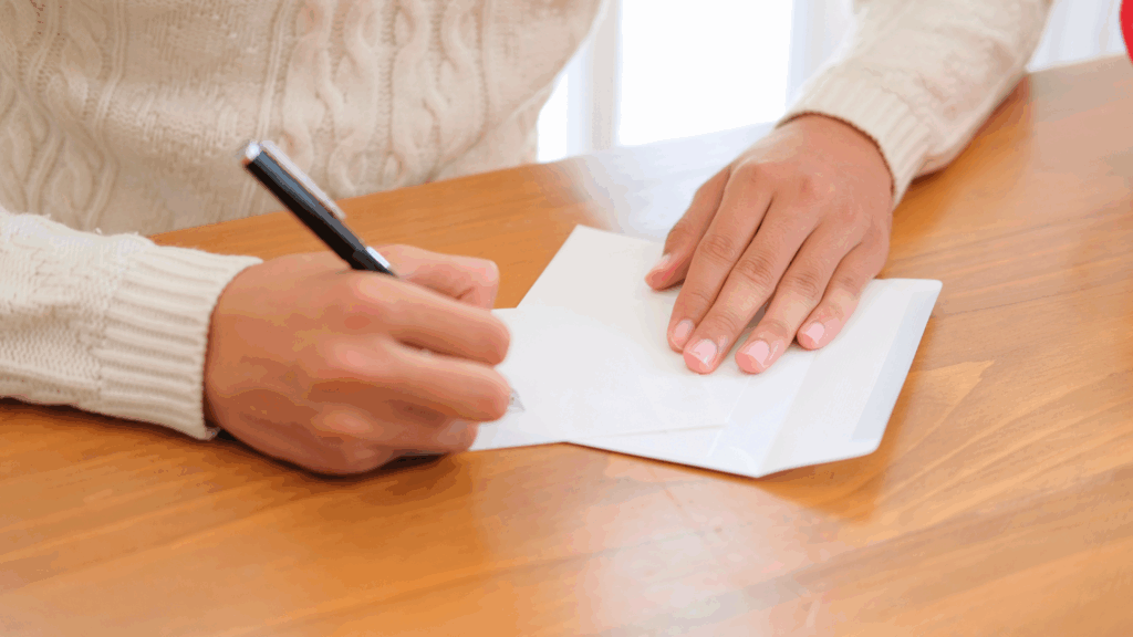 Photo of a person writing a letter.