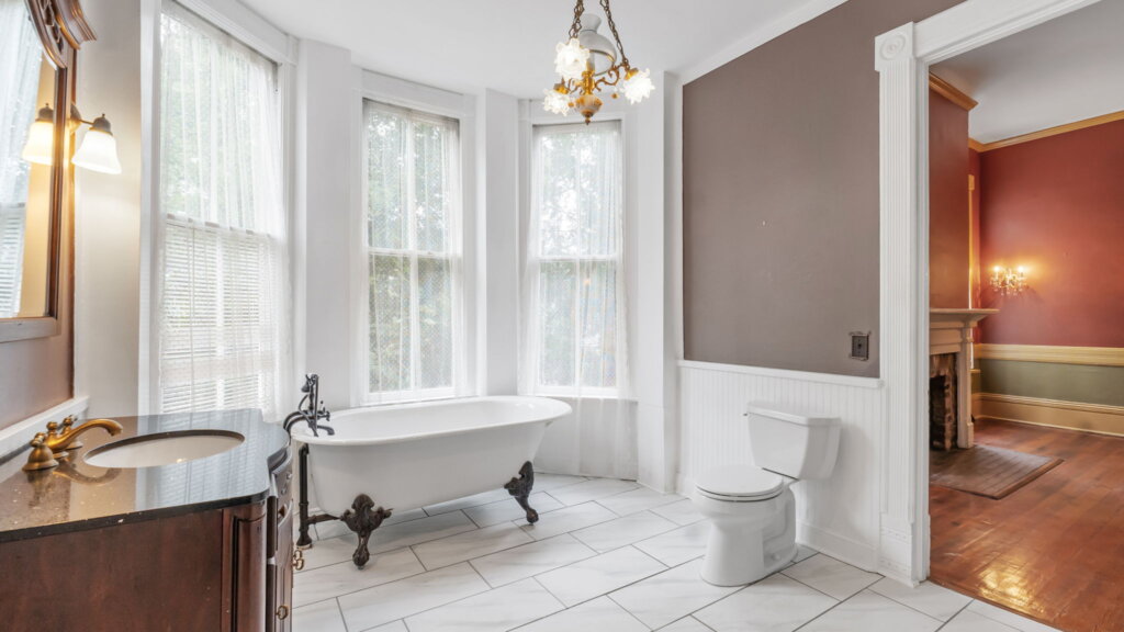 Newly renovated bathroom in old Victorian home in Rome, GA.