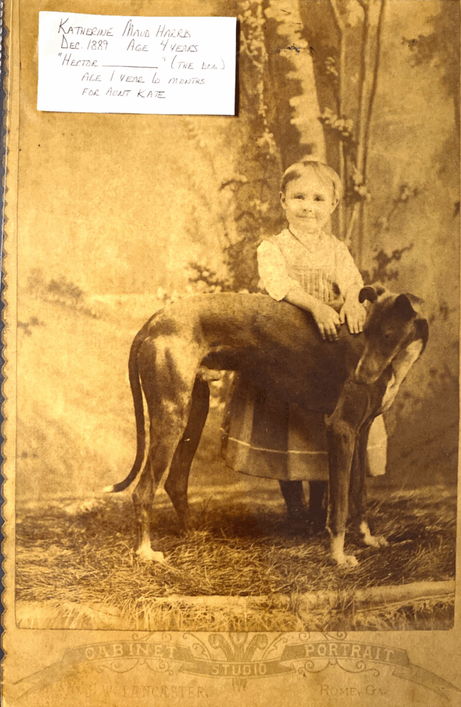 Katherine Maud Harris and her dog in her hometown of Rome, GA.