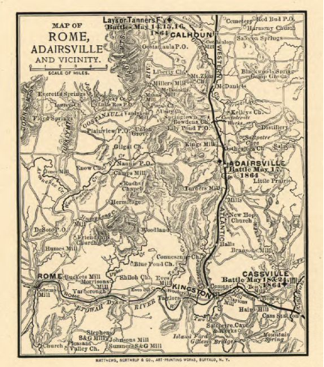 Map of Rome, GA from 1864