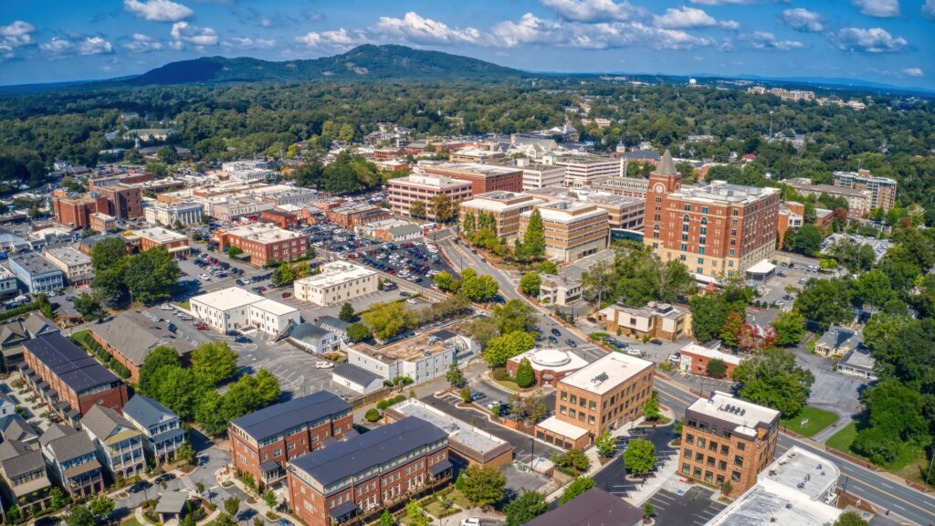 Drone shot of Marietta, GA.