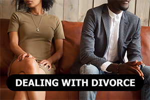 couple sitting on couch in attorney's office pondering selling house fast during divorce in Lake Jackson