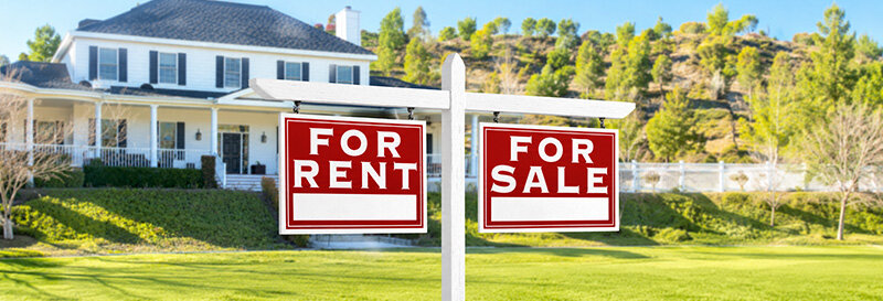 a mock AI image representing the choice between selling and renting an inherited property.