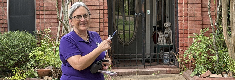 Becky Fields the Grandma who buys houses looking at an inherited property in southwest Houston