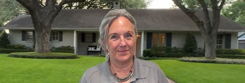 becky fields the grandma house buyer in front of a Deer ParkTX ranch house