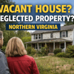 Vacant older house in Northern Virginia with signs of neglect and deferred maintenance