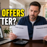 Northern Virginia homeowner comparing a cash offer and financed offer while preparing to sell a house.