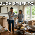 Older Northern Virginia homeowner looking at a cluttered room while considering selling a home.