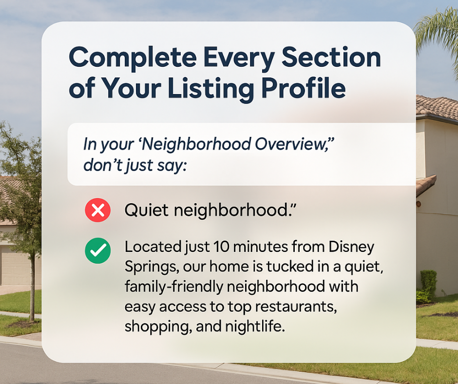 Complete Every Section of Your Listing Profile